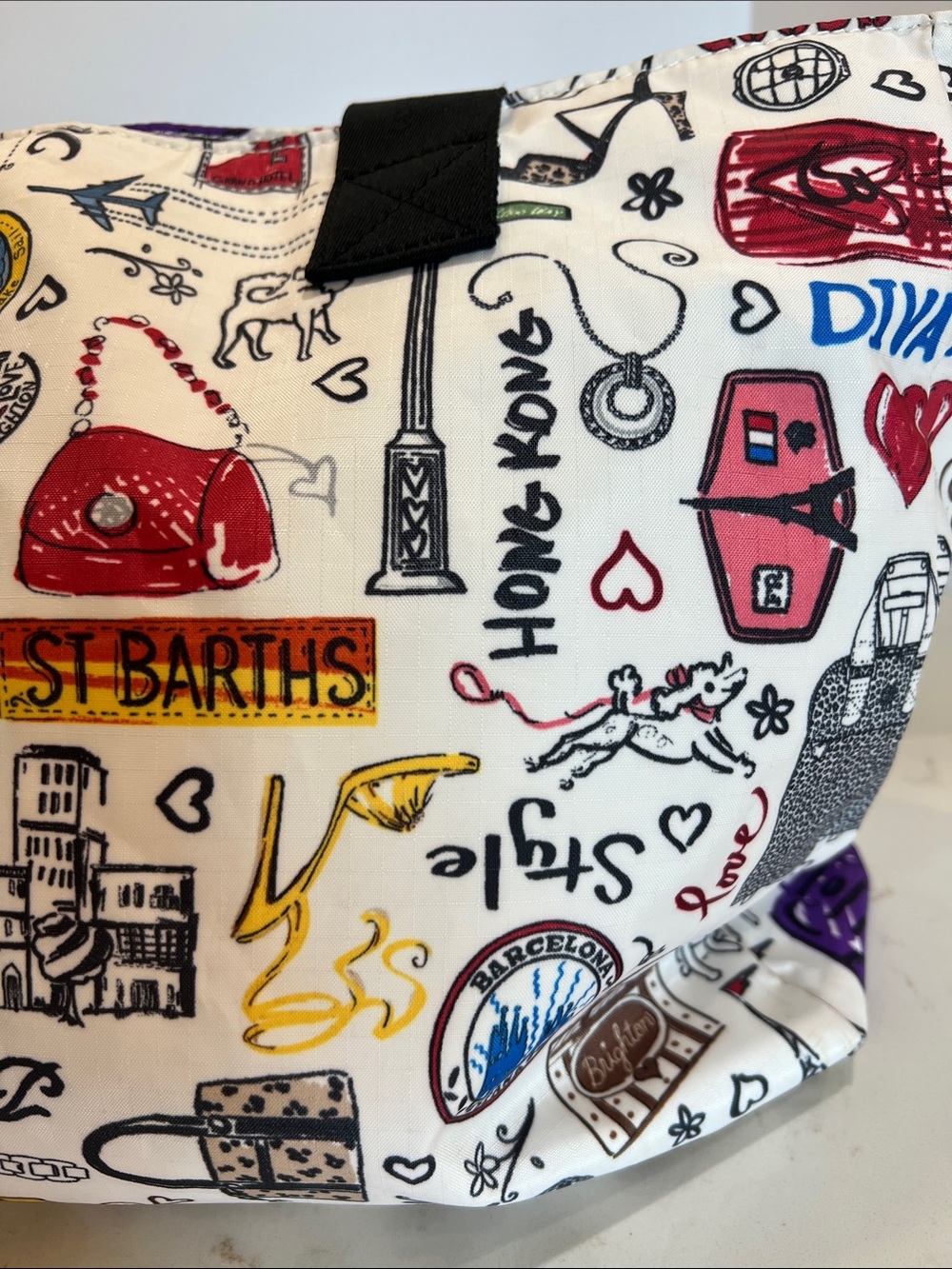 Brighton Travel Tote Bag City Collage Print Matching Zip Pouch Rare Retired - Picture 7 of 16
